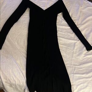 Haute Monde Black V-Neck Bodycon Dress